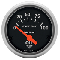 AUTOMETER OIL PRESSURE GAUGE 2-1/6 (52.4mm) 0-100PSI - SPORT COMP AU3327