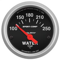 AUTOMETER 3337 WATER TEMPERATURE GAUGE BLACK FACE 2-1/6 OR 52.4mm 100 - 250 °F