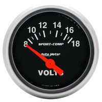 AUTOMETER SPORT COMP 2-1/16" SHORT SWEEP ELECTRIC 8-18 VOLT GAUGE AU3391