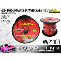 DNA AMP POWER CABLE 8 GAUGE, 6.7mm OUTER DIAMETER, TRANSLUCENT RED 50 METRE ROLL