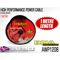 DNA AMP POWER CABLE 8 GAUGE, 6.7mm OUTER DIAMETER, TRANSLUCENT BROWN ( 1 METRE )