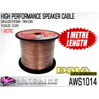 DNA SPEAKER CABLE 14GA 3.5mm x2 OUTER DIA. CLEAR ( 1 METRE ) AWS1014