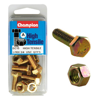 Champion Fasteners BC15 High Tensile UNC Bolts & Nuts 5/16 x 3/4 inch Pack of 5