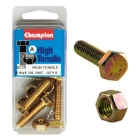 Champion Fasteners BC19 High Tensile UNC Bolts & Nuts 5/16 x 1-1/4 inch Pack of 5
