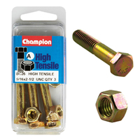 Champion Fasteners BC26 High Tensile UNC Bolts & Nuts 5/16 x 2-1/2 in. Pack of 3