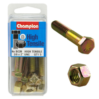 Champion Fasteners BC39 High Tensile UNC Bolts & Nuts 3/8 x 2 in. Pack of 5