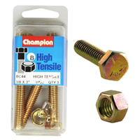 Champion BC44 High Tensile Full Thread UNC Bolts & Nuts 3/8 x 3 in. Pack of 3