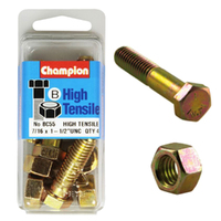 Champion Fasteners BC55 High Tensile UNC Bolts & Nuts 7/16 x 1-1/2 in. Pack of 4