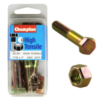 Champion Fasteners BC59 High Tensile UNC Bolts & Nuts 7/16 x 3 in. Pack of 3
