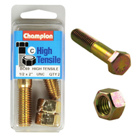 Champion Fasteners BC69 High Tensile UNC Bolts & Nuts 1/2 x 2 in. Pack of 2
