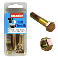 Champion Fasteners BC72 High Tensile UNC Bolts & Nuts 1/2 x 2-1/2 in. Pack of 2