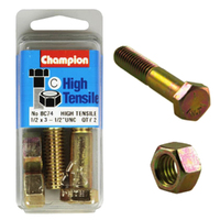 Champion Fasteners BC74 High Tensile UNC Bolts & Nuts 1/2 x 3 in. Pack of 2