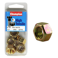 Champion Fasteners BC81 High Tensile Hex Nuts 1/2 in. UNC Pack of 5