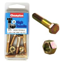 Champion Fasteners BC9 High Tensile UNC Bolts & Nuts 1/4 x 1-1/2 in. Pack of 5