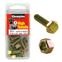 CHAMPION FASTENERS BF15 HIGH TENSILE UNF BOLTS & NUTS 5/16" x 3/4" PACK OF 5