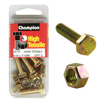 CHAMPION FASTENERS BF17 HIGH TENSILE UNF BOLTS & NUTS 5/16" x 1" PACK OF 5