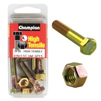 CHAMPION FASTENERS BF1 HIGH TENSILE UNF BOLTS & NUTS 1/4" x 1/2" PACK OF 10