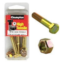 CHAMPION FASTENERS BF26 HIGH TENSILE UNF BOLTS & NUTS 5/16" x 2-1/2" PACK OF 3