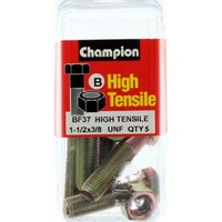 Champion Fasteners BF37 High Tensile UNF Bolts & Nuts 3/8 x 1-1/2 in. Pack of 5