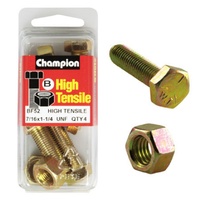 Champion Fasteners BF52 High Tensile UNF Bolts & Nuts 7/16 x 1-1/4 in. Pack of 4
