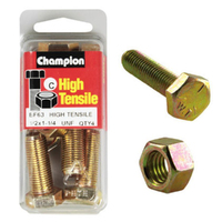 Champion Fasteners BF63 High Tensile UNF Bolts & Nuts 1/2 x 1-1/4 inch Pack of 4