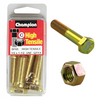 Champion Fasteners BF65 High Tensile UNF Bolts & Nuts 1/2 x 1-1/2 inch Pack of 4