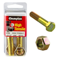 Champion Fasteners BF69 High Tensile UNF Bolts & Nuts 1/2 x 2 inch Pack of 2
