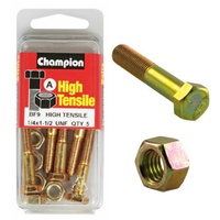 CHAMPION FASTENERS BF9 HIGH TENSILE UNF BOLTS & NUTS 1/4" x 1-1/2" PACK OF 5