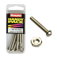 Champion Fasteners BH086 Fine Thread Screws & Nuts 10/32 in. x 1-1/2 in. Pack of 6