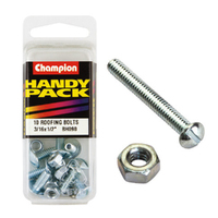 Champion Fasteners BH090 Roofing Bolts & Nuts 3/16 in. x 1/2 in. Pack of 10
