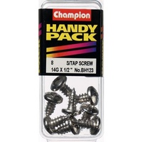 CHAMPION FASTENERS BH123 SELF TAPPING PAN HEAD SCREWS 14g x 1/2" PACK OF 8