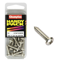 CHAMPION FASTENERS BH165 SELF TAPPING PAN HEAD SCREWS 10g x 3/4" PACK OF 12