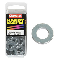 CHAMPION FASTENERS BH173 FLAT STEEL WASHERS 3/8" PACK OF 15