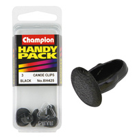 CHAMPION FASTENERS BH425 BLACK PLASTIC CANOE TRIM CLIP FASTENERS 14mm PACK OF 3