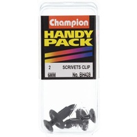 CHAMPION FASTENERS BH439 BLACK SCRIVET RIVET TRIM CLIPS 6mm PACK OF 2