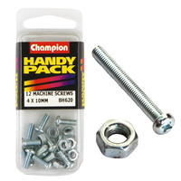 CHAMPION FASTENERS BH620 METRIC MACHINE SCREWS & NUTS 4mm x 10mm PACK OF 12