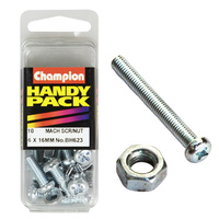 CHAMPION FASTENERS BH623 METRIC MACHINE SCREWS & NUTS 6mm x 16mm PACK OF 10
