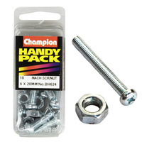 CHAMPION FASTENERS BH624 METRIC MACHINE SCREWS & NUTS 6mm x 20mm PACK OF 10