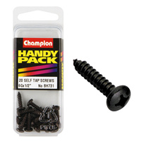 CHAMPION FASTENERS BH731 SELF TAPPING BLACK ZINC SCREWS 6g x 1/2" PACK OF 20