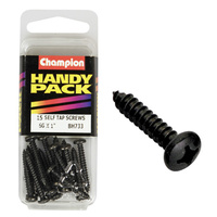 CHAMPION FASTENERS BH733 SELF TAPPING BLACK ZINC SCREWS 6g x 1" PACK OF 15