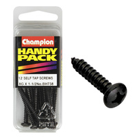 CHAMPION FASTENERS BH738 SELF TAPPING BLACK ZINC SCREWS 8g x 1-1/2" PACK OF 12