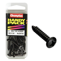 CHAMPION FASTENERS BH740 SELF TAPPING BLACK ZINC SCREWS 10g x 3/4" PACK OF 12
