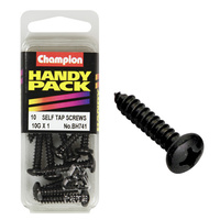 CHAMPION FASTENERS BH741 SELF TAPPING BLACK ZINC SCREWS 10g x 1" PACK OF 10