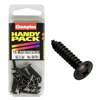 CHAMPION BH751 SELF TAPPING WASHER FACE BLACK ZINC SCREWS 6g x 3/4" PACK OF 15
