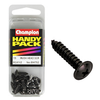 CHAMPION BH752 SELF TAPPING WASHER FACE BLACK ZINC SCREWS 8g x 1/2" PACK OF 15