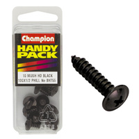 CHAMPION BH755 SELF TAPPING WASHER FACE BLACK ZINC SCREWS 10g x 1/2" PACK OF 10