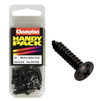 CHAMPION BH756 SELF TAPPING WASHER FACE BLACK ZINC SCREWS 10g x 3/4" PACK OF 10