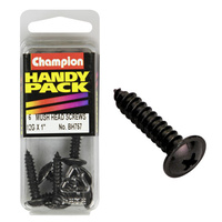 CHAMPION BH757 SELF TAPPING WASHER FACE BLACK ZINC SCREWS 12g x 1" PACK OF 6