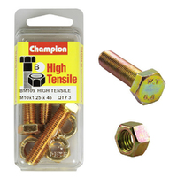 Champion BM109 Metric High Tensile Bolts & Nuts M10 x 1.25 x 45mm Pack of 3
