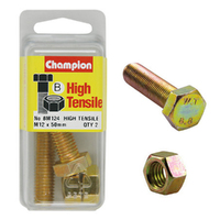 Champion BM124 Metric High Tensile Bolts & Nuts M12 x 1.75 x 50mm Pack of 2